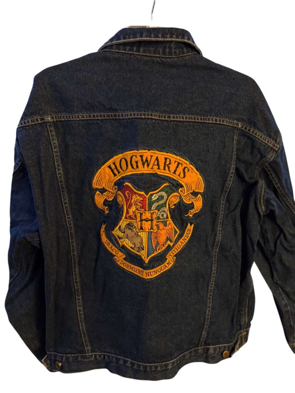 Harry Potter Vintage Warner Bros Studio Store Denim Jacket Hogwarts Crest XL